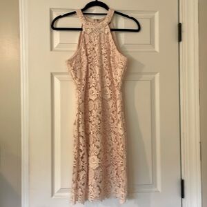 Lulus blush pink love Poem lace dress.